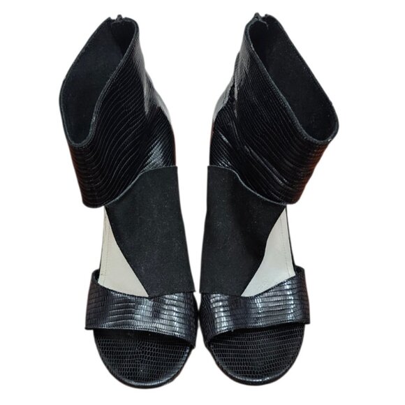 Maison Martin Margiela Black Lizard Embossed Ankle Heels Size 39 US 8.5 Open Toe - Picture 5 of 16